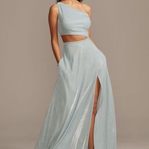 City Triangles Iridescent One Shoulder Gown w Cutout